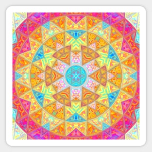 Mosaic Mandala Yellow Pink and Blue Sticker